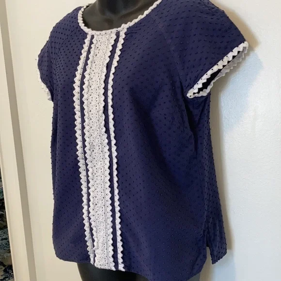 Vineyard Vines Navy & White Cotton Top Small - Picture 3 of 6